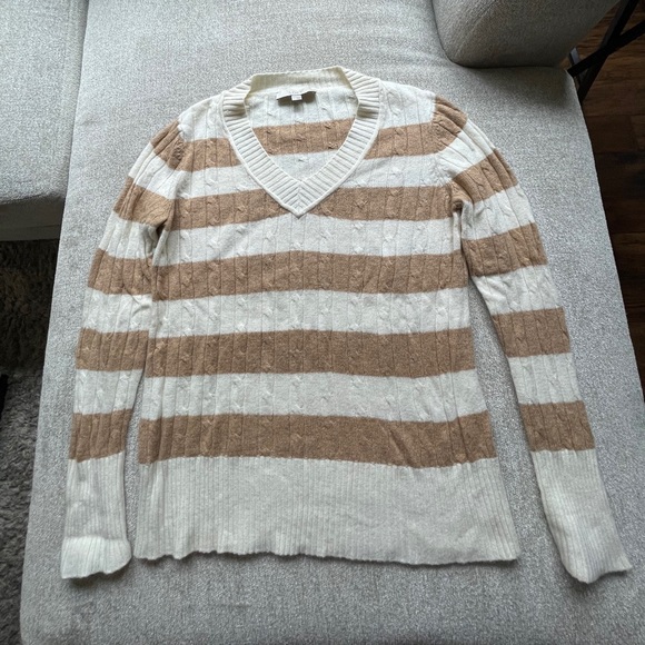 LOFT Striped V-Neck Pullover Sweater - Picture 2 of 6